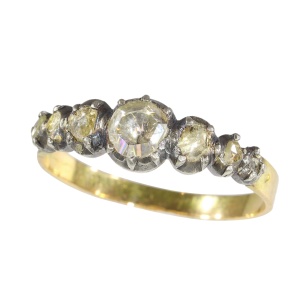 Timeless 1840s Romantic Victorian Diamond Inline Ring